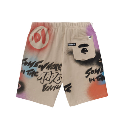 MOONFACE PAINT GRAPHIC SWEAT SHORTS