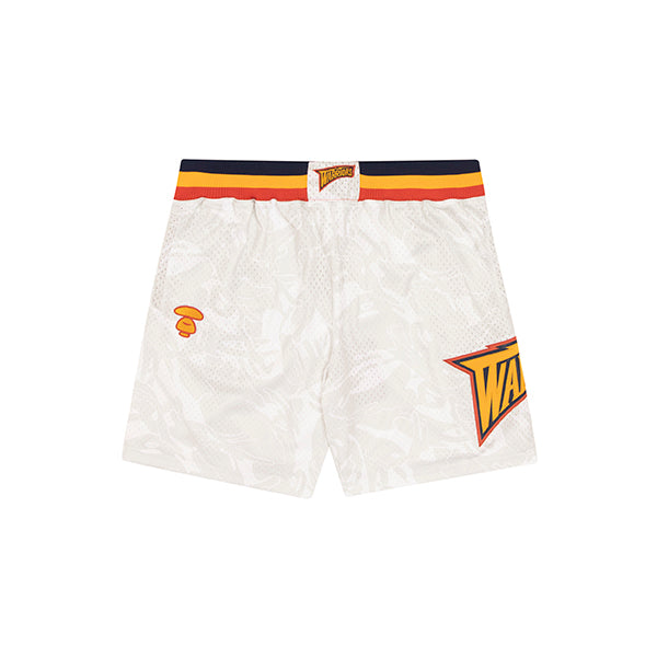 AAPE X MITCHELL &amp; NESS WARRIORS MESH SHORTS