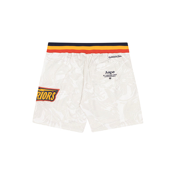 AAPE X MITCHELL &amp; NESS WARRIORS MESH SHORTS