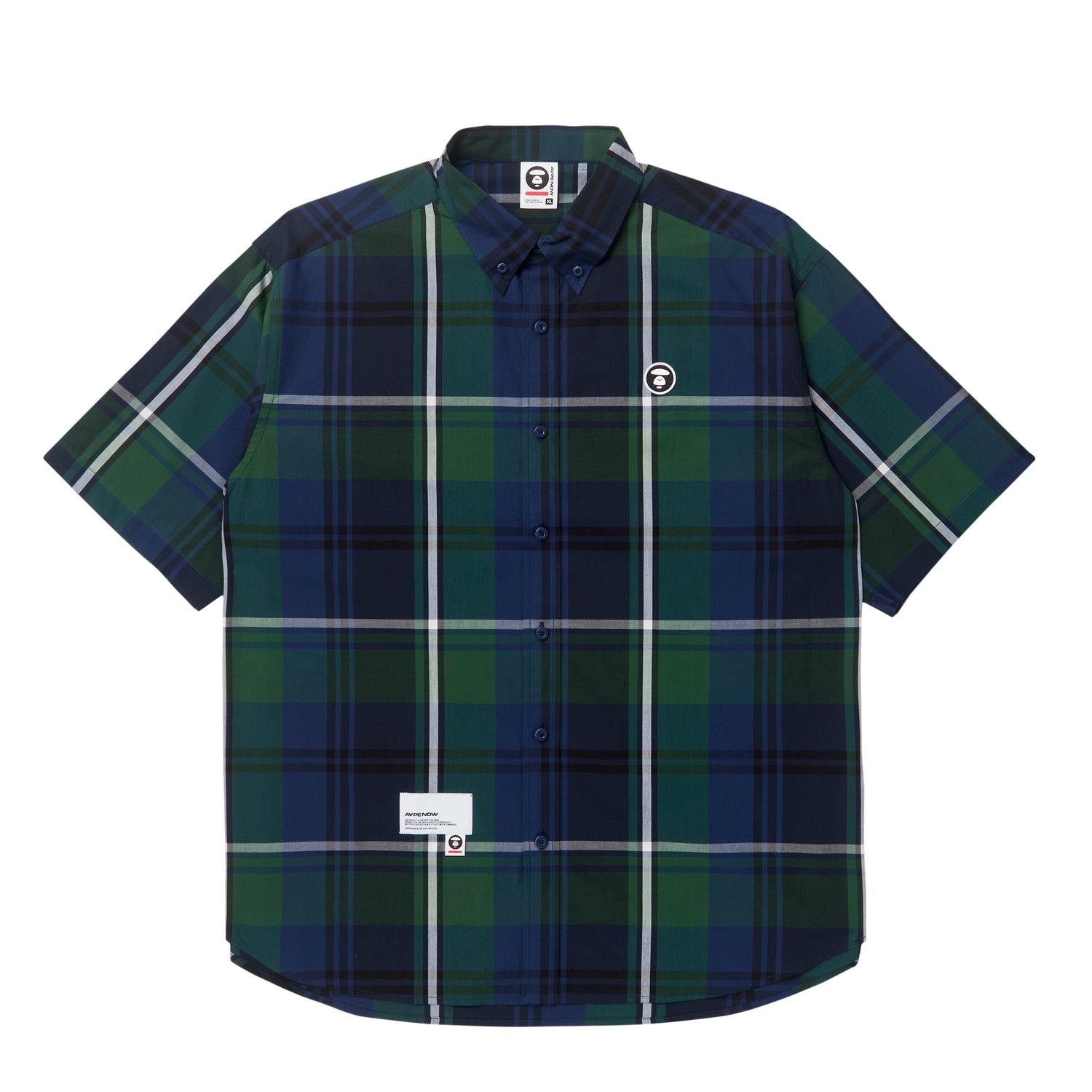 MOONFACE PATCH PLAID SHORT-SLEEVE SHIRT