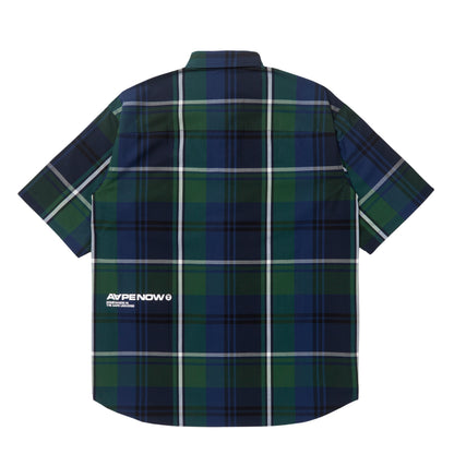 MOONFACE PATCH PLAID SHORT-SLEEVE SHIRT