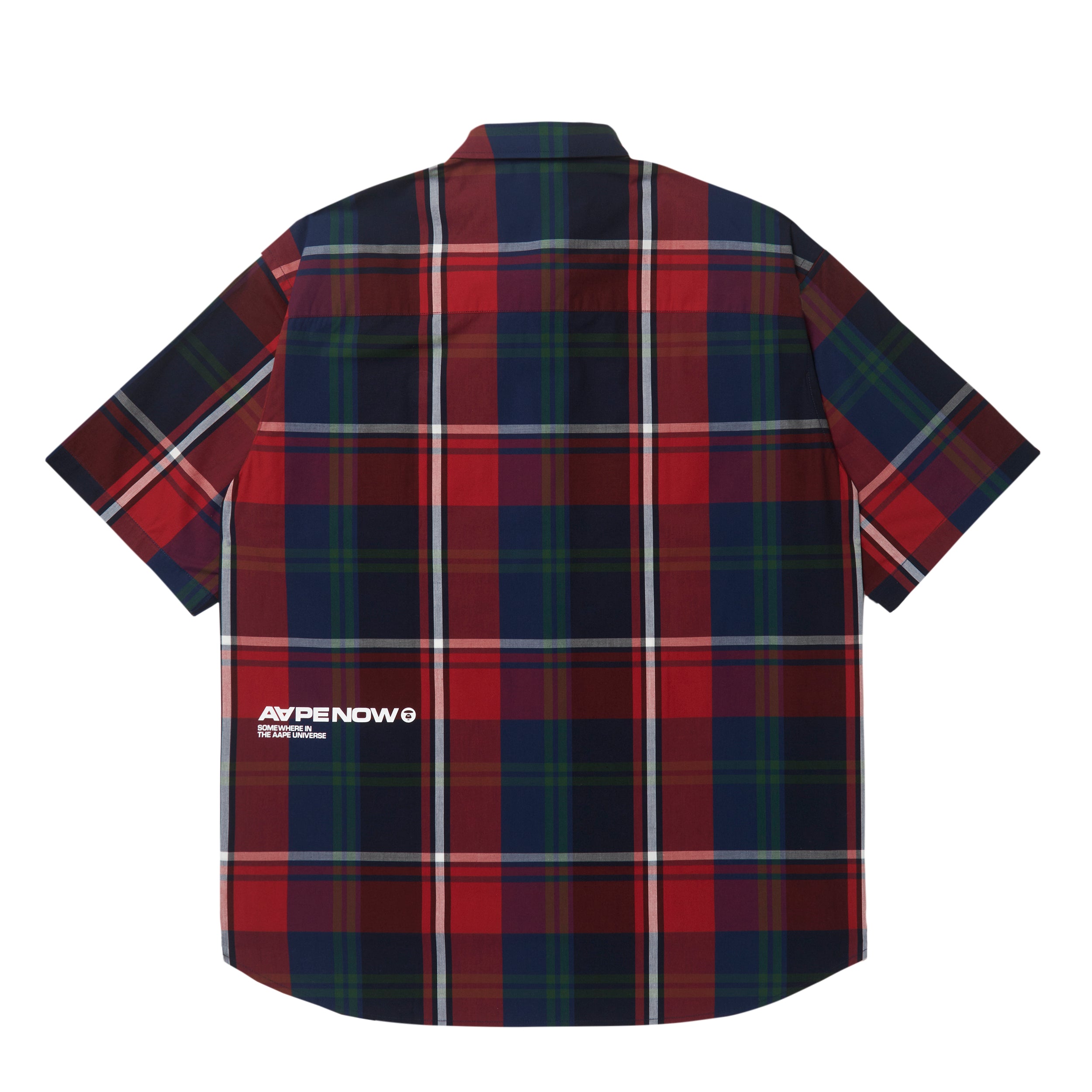 MOONFACE PATCH PLAID SHORT-SLEEVE SHIRT