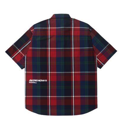 MOONFACE PATCH PLAID SHORT-SLEEVE SHIRT