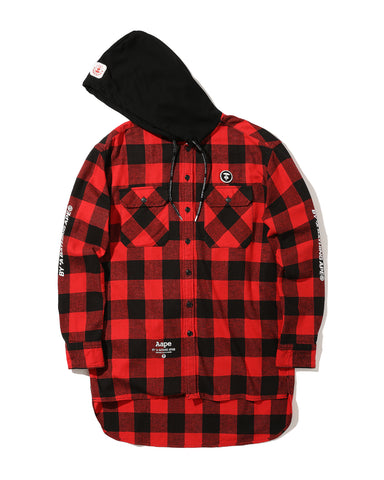 AAPE HOODED FLANNEL SHIRT