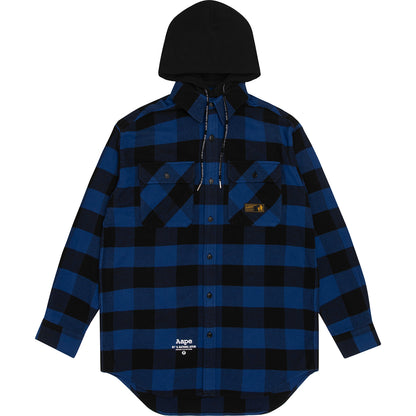 AAPE HOODED PLAID SHIRT