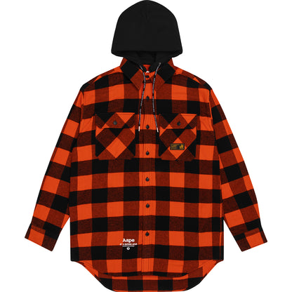 AAPE HOODED PLAID SHIRT