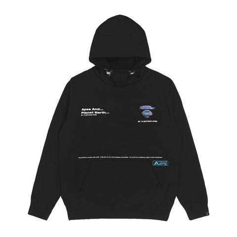 MOONFACE PATCH DRAWSTRING SLEEVE HOODIE