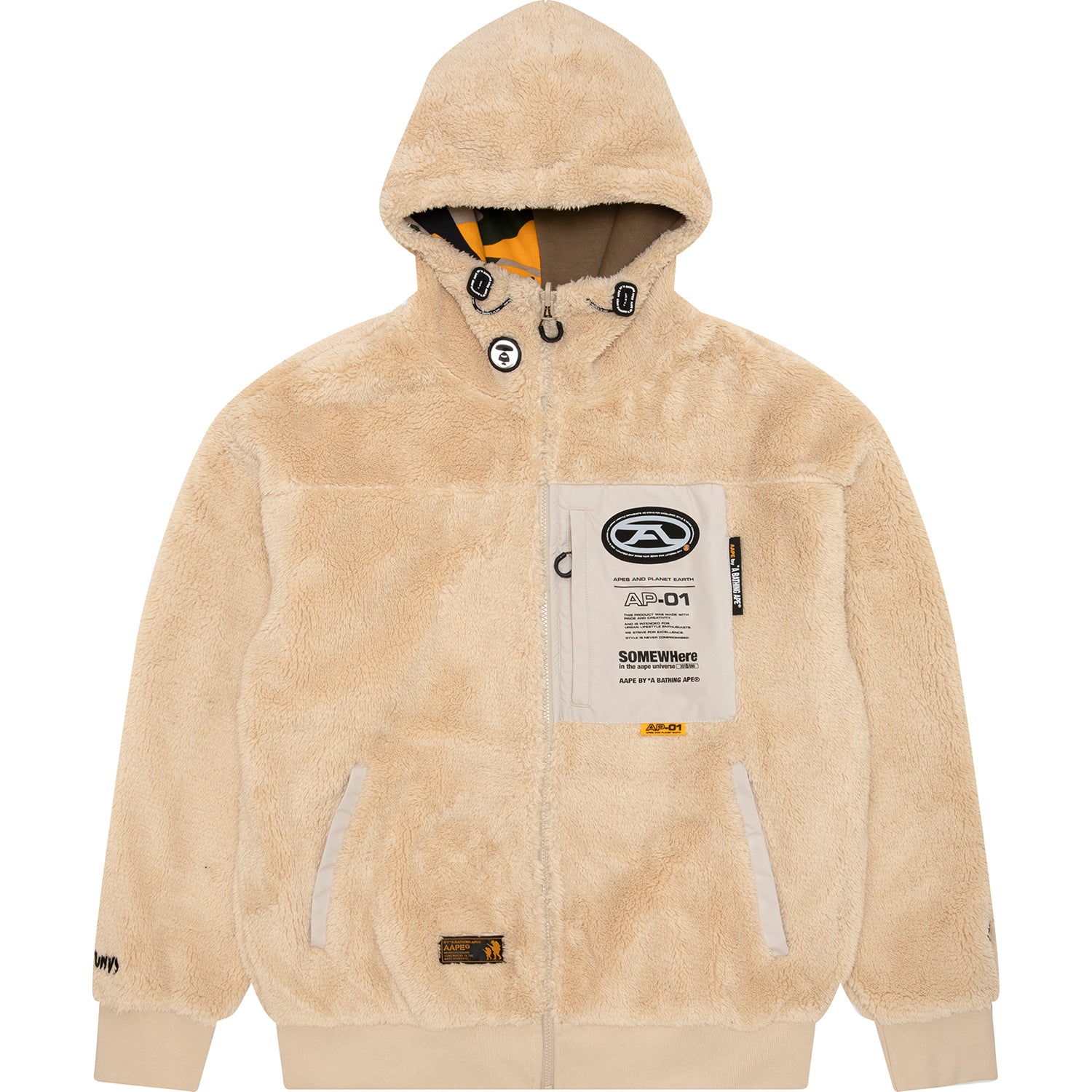 AAPE MOONFACE REVERSIBLE FLEECE ZIP HOODIE