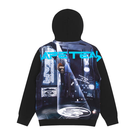 MOONFACE GRAPHIC PRINT ZIP-UP HOODIE