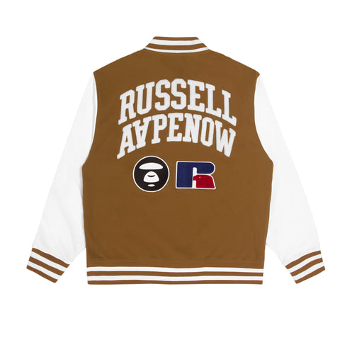 AAPE X RUSSELL ATHLETIC MOONFACE PATCH BASEBALL JACKET