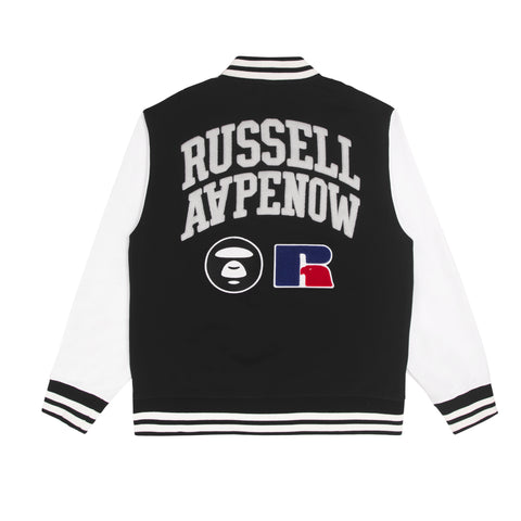 AAPE X RUSSELL ATHLETIC MOONFACE PATCH BASEBALL JACKET