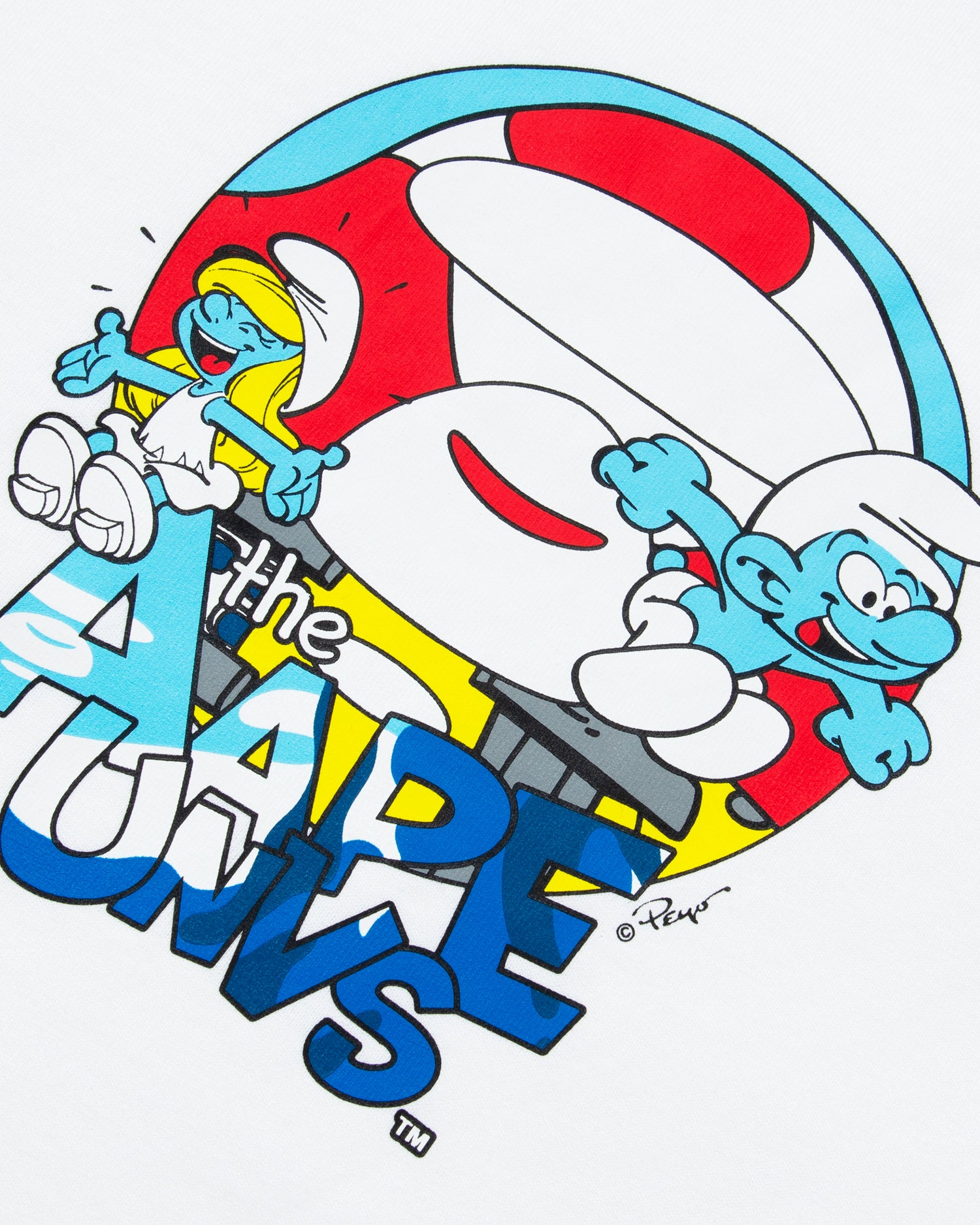 AAPE X THE SMURFS MOONFACE GRAPHIC TEE KIDS