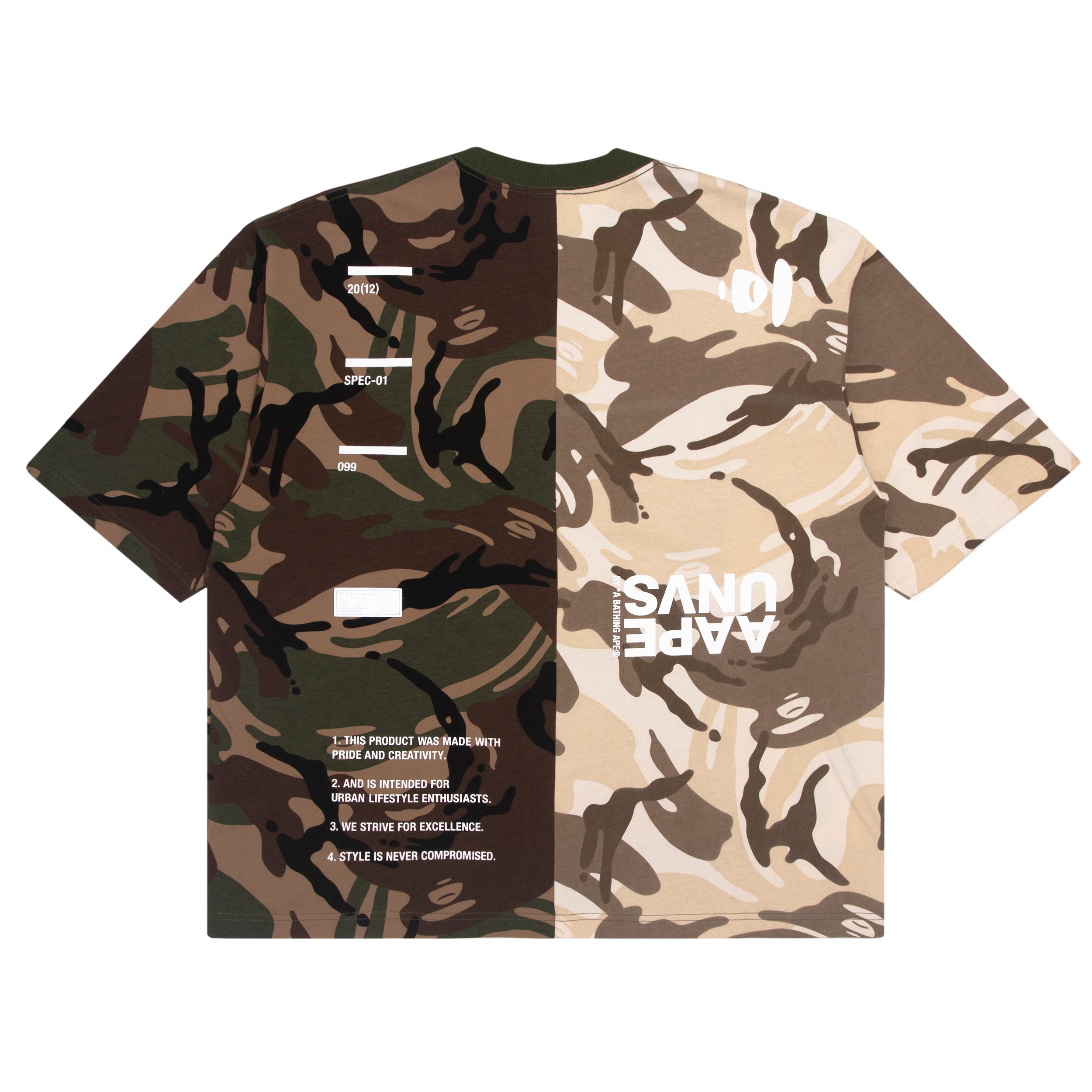 AAPE APE FACE SPLICED CAMO TEE