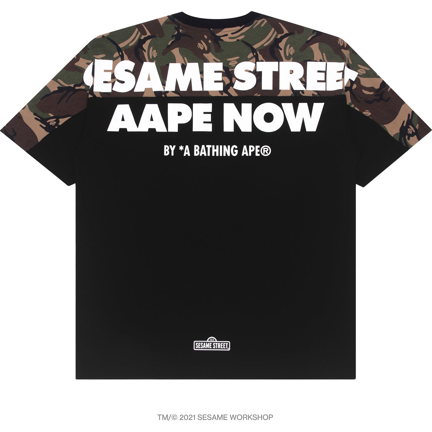 AAPE X SESAME STREET CHARACTER PATCH TEE