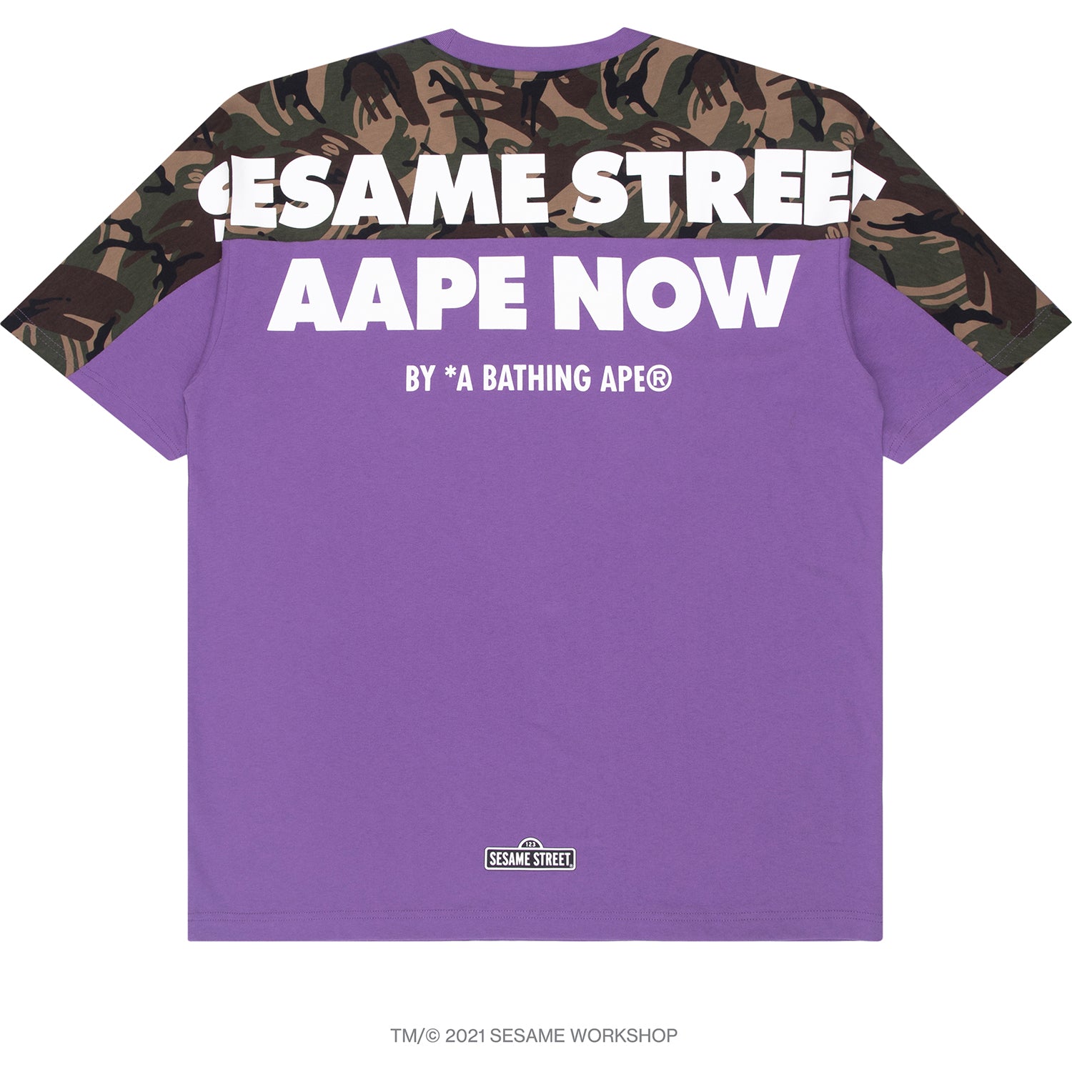 AAPE X SESAME STREET CHARACTER PATCH TEE