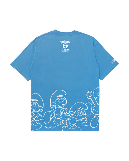 AAPE X THE SMURFS MOONFACE PATCH GRAPHIC TEE