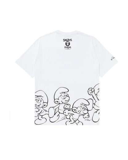 AAPE X THE SMURFS MOONFACE PATCH GRAPHIC TEE