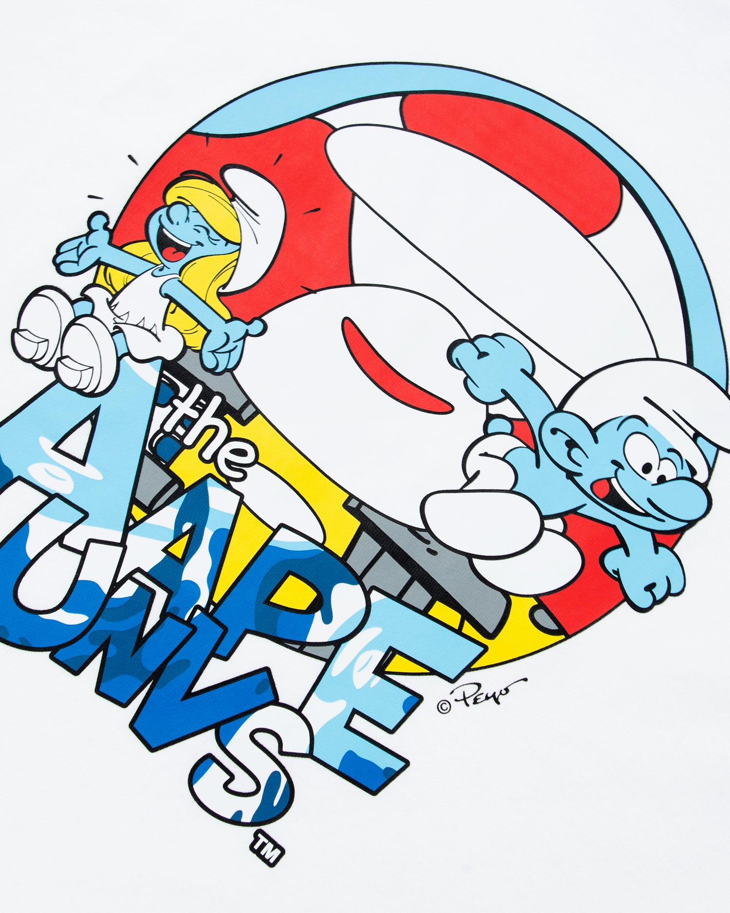 AAPE X THE SMURFS MOONFACE GRAPHIC TEE