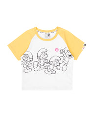 AAPE X THE SMURFS MOONFACE GRAPHIC CROPPED TEE