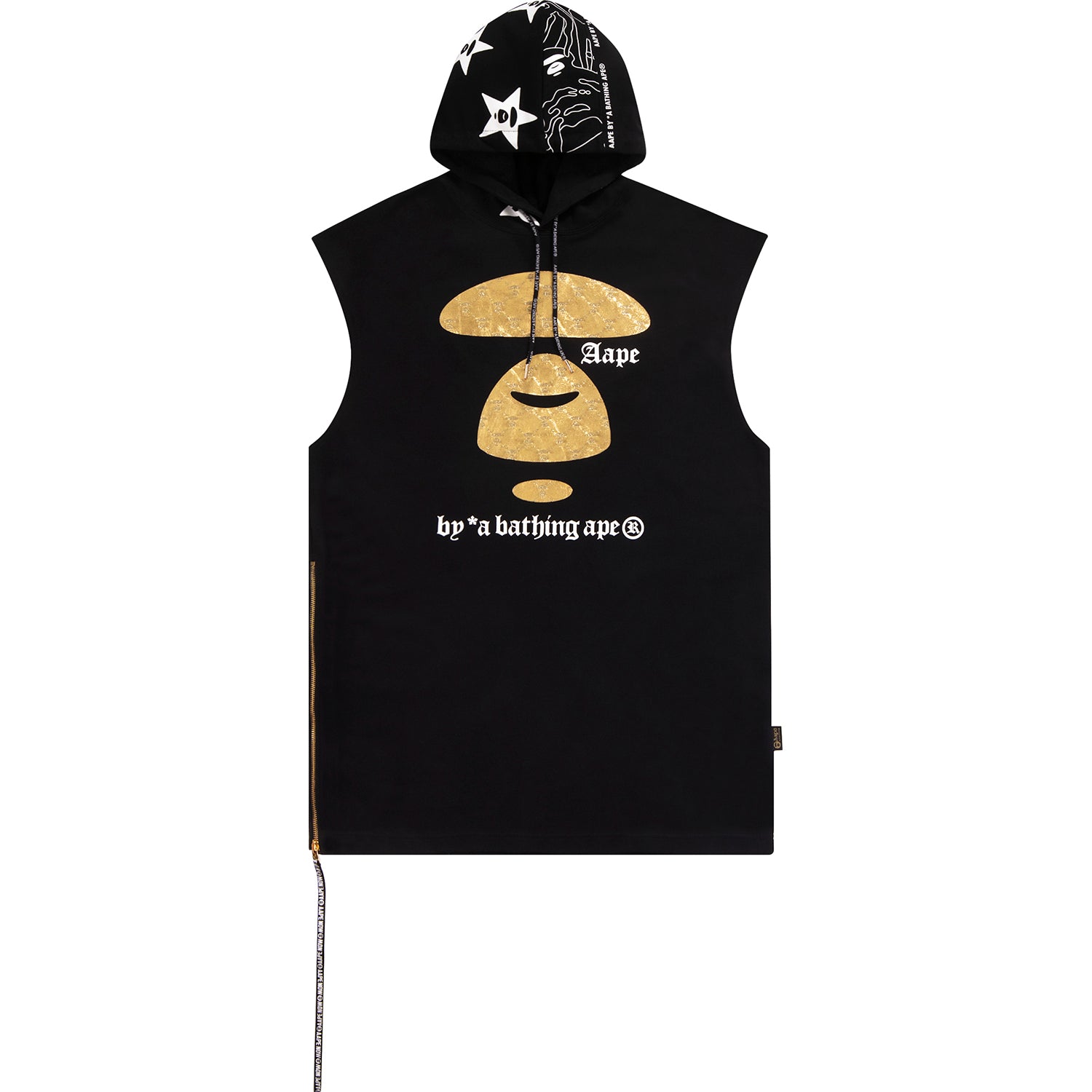 AAPE METALLIC APE FACE SLEEVELESS HOODIE